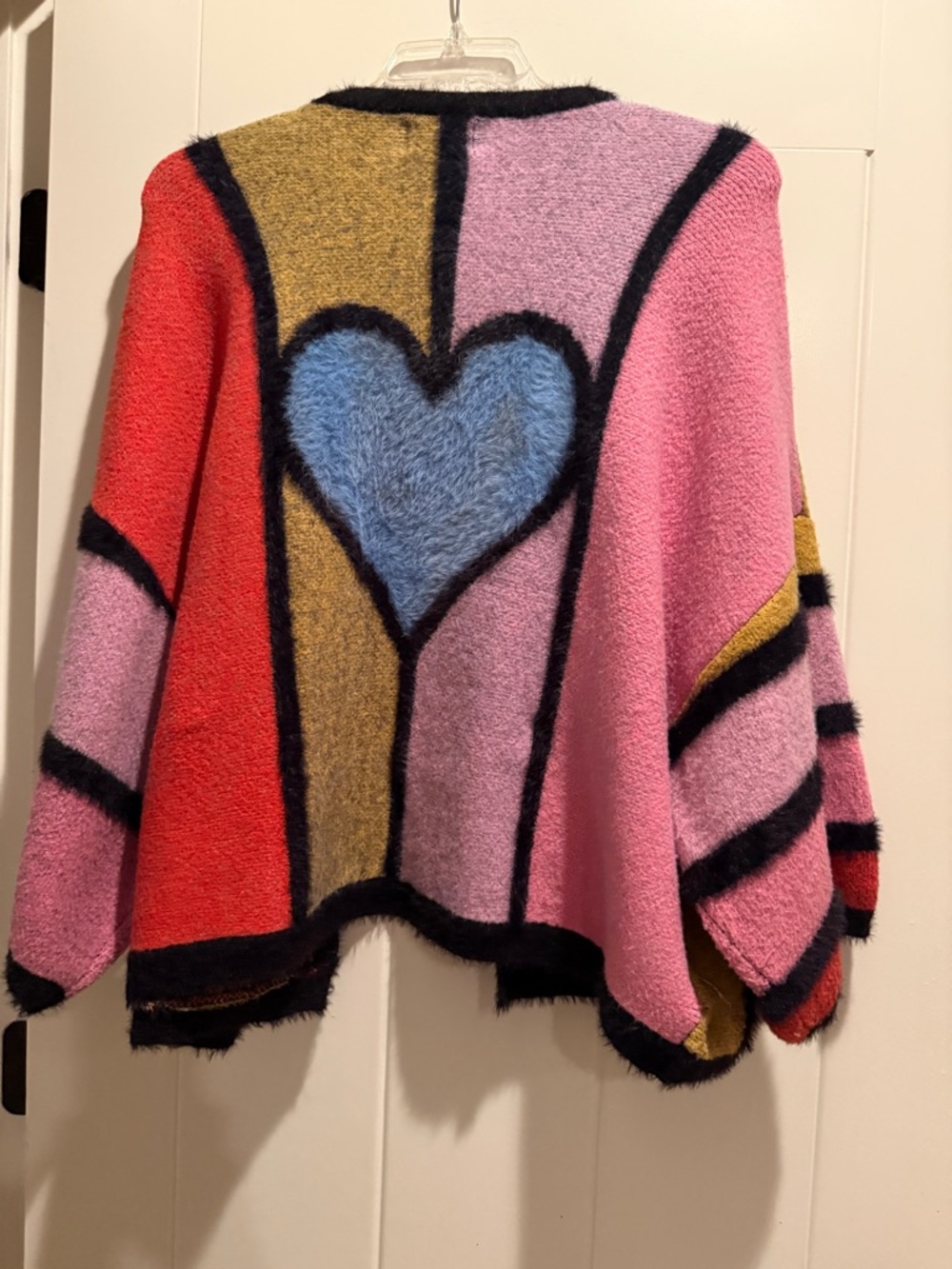 Colorblock Heart Cozy Cardigan - Pink Multi
